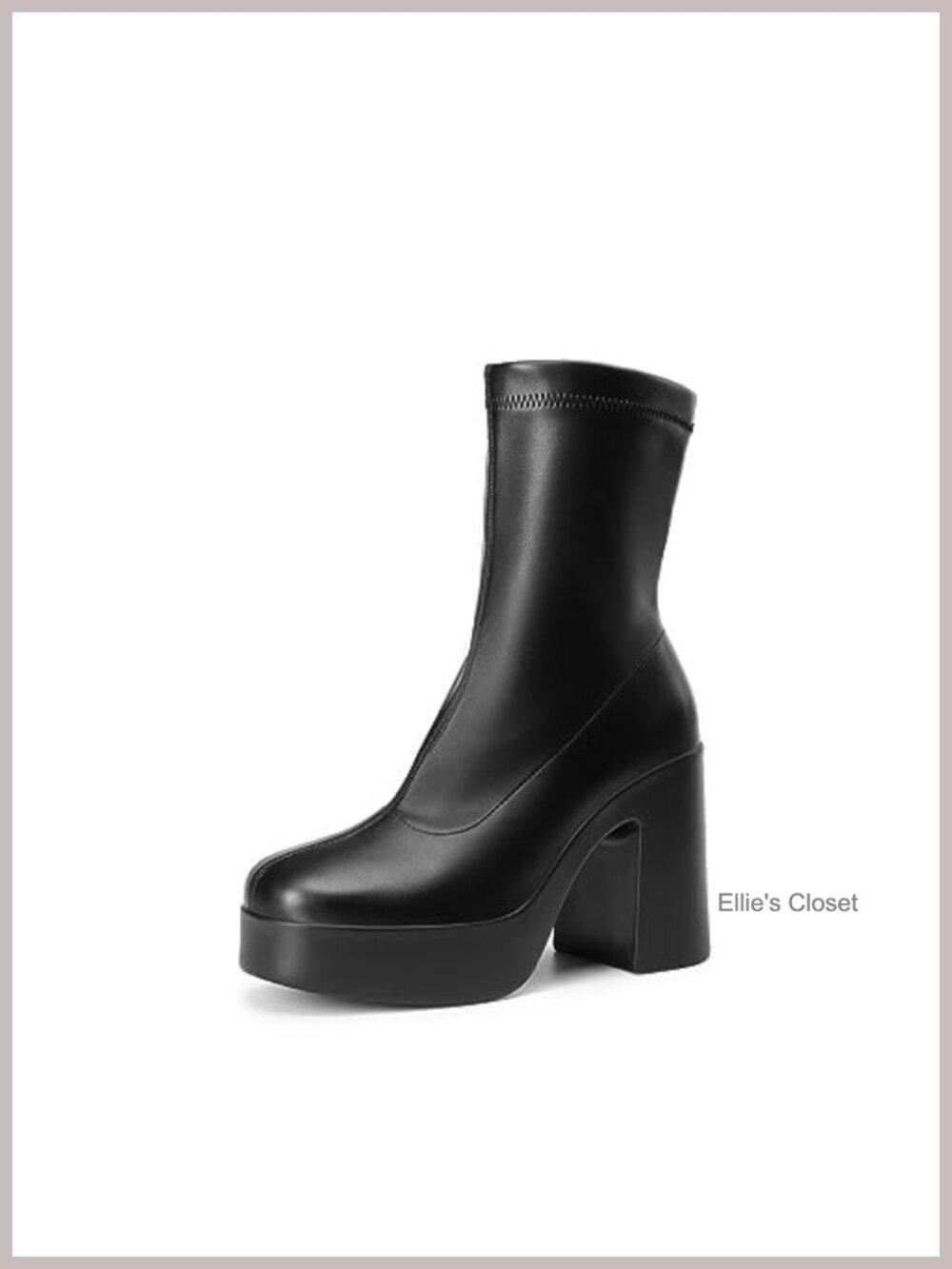 Chunky Block Heel Square Toe Platform Gogo Ankle Boots Booties